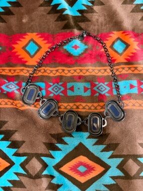 Statement Necklace with Navy Inset Accents